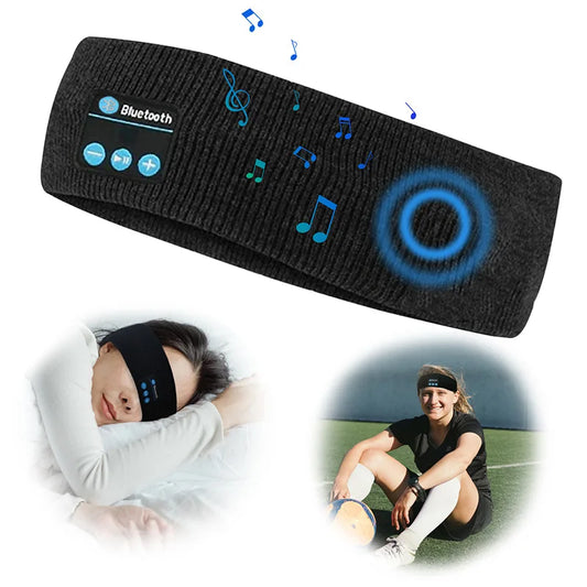 Wireless Stereo Bluetooth 5.0 Running Headband Eye Mask With Mic