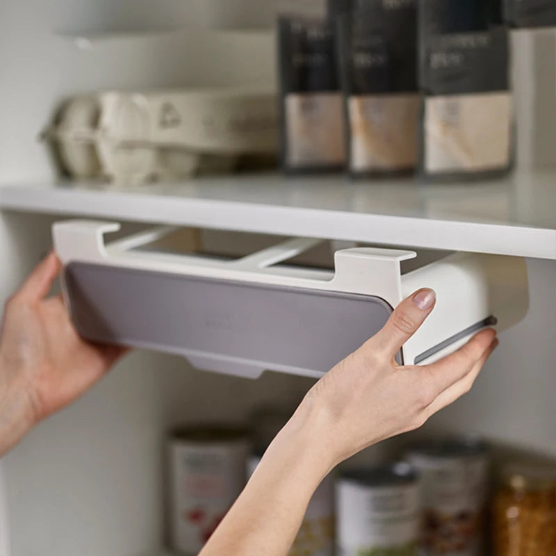 Wall mounted Kitchen Spice Rack Slide Out Drawer Self-adhesive Seasoning Bottle Storage Rack Plastic Spice Organiser for Kitchen