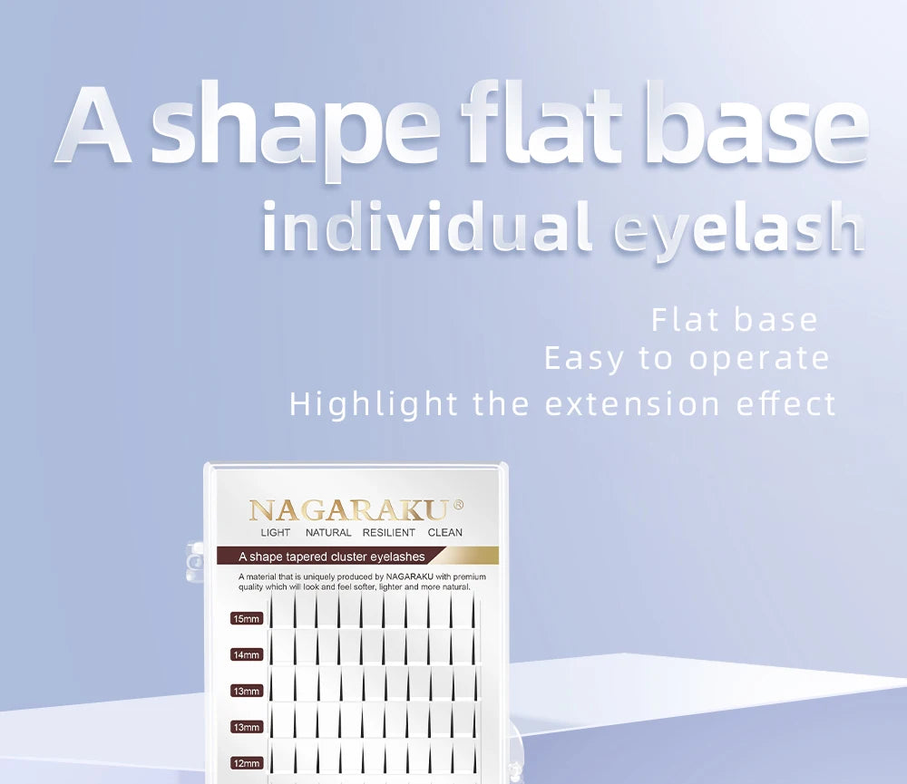 NAGARAKU A-Shape Tapered Flat Base Fluffy Eyelash Extension Spikes – Matte Cluster Makeup