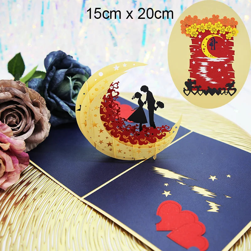 3D Pop UP Love Card for Wife and Girlfriend Gift for Valentines Day Anniversary Wedding Invitation Greeting Thank You Cards