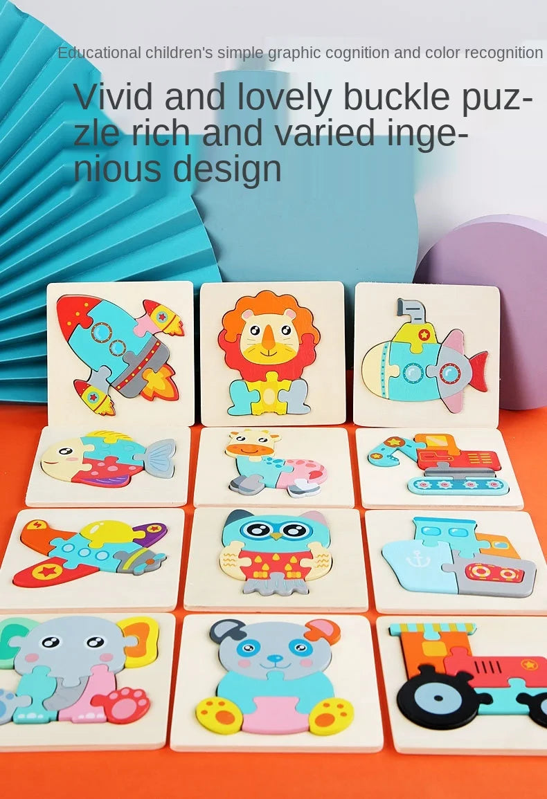 Kids Colorful Cartoon Animals 3D Puzzles Games