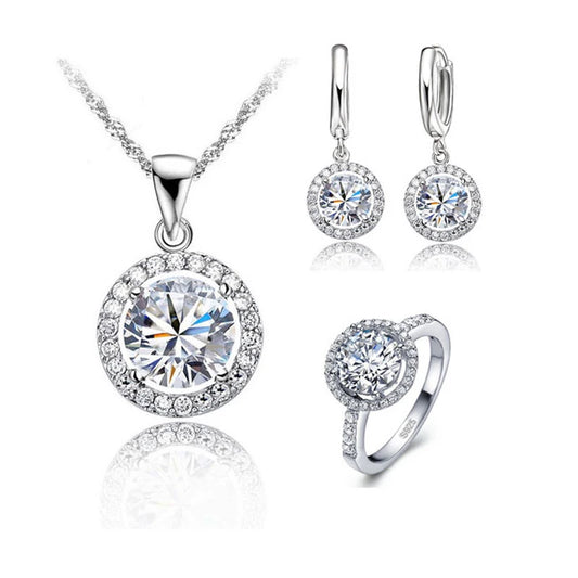 Sterling Silver Zircon Jewellery Set