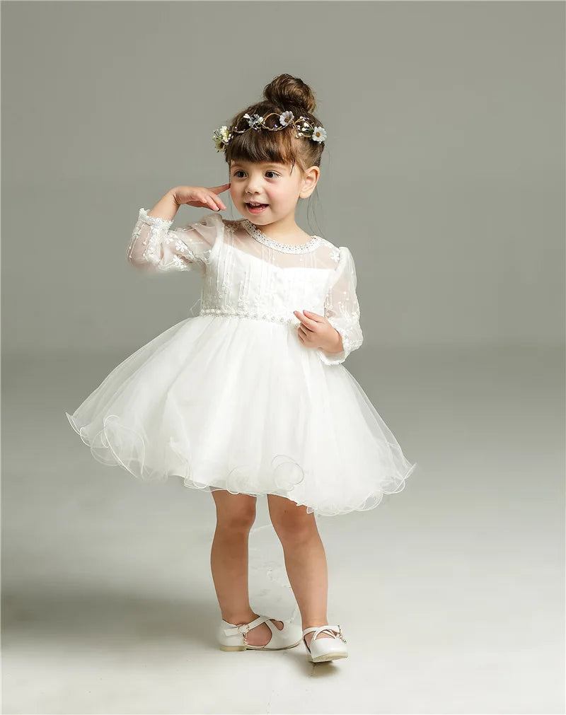 Hetiso Baby Girls Dress Long Sleeve Kids First Birthday Ball Gown Infant Dresses for Baptism Bridesmaid party 3-24 month