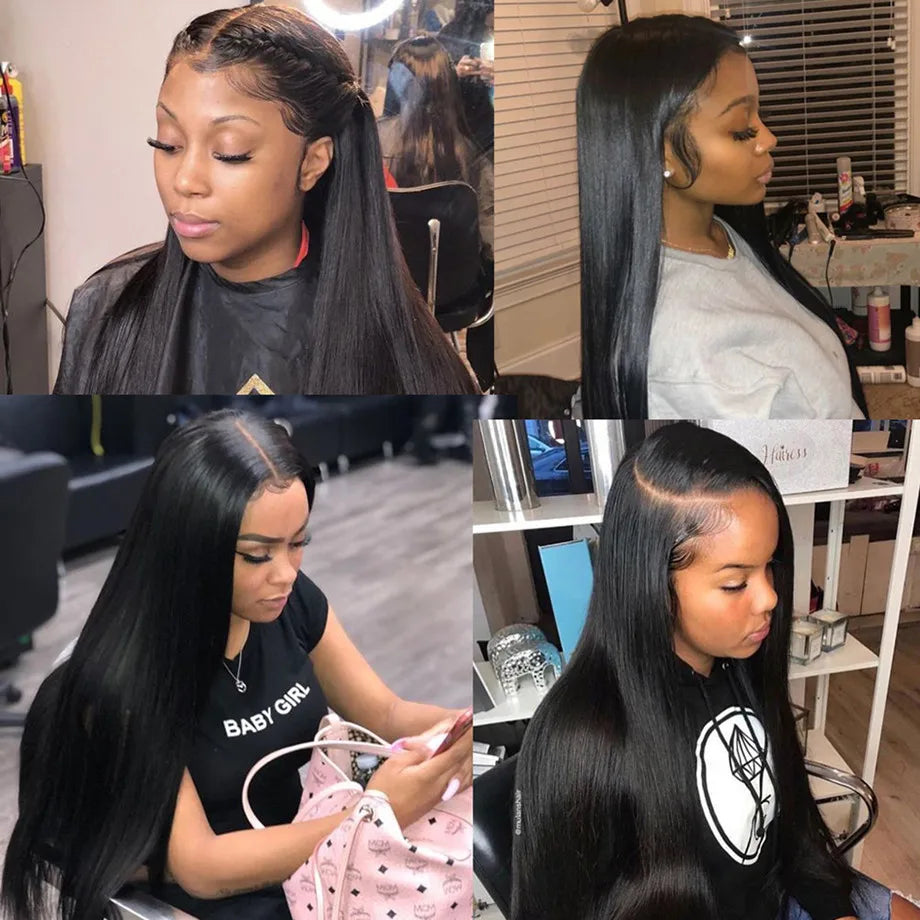 Brazilian Bone Straight 13x4 13x6 Transparent Lace 30 32 Inch   Human Hair Wigs 360 Lace Frontal Wig  4X4 Lace Closure Wig