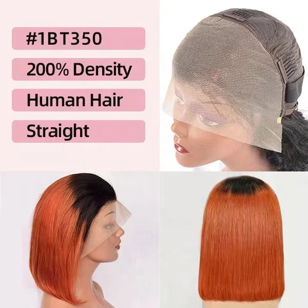 Peosaard Human Hair Wig, Bob Wig, 14 Inch Short Straight Black, HD Lace Front, Pre Plucked, Wigs Human Hair