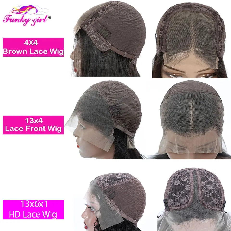 30 Inch Kinky Straight 13x4 Lace Front Human Hair Wig 13x1 Transparent Lace Wigs Brazilian Remy Hair Lace Closure Wig For Women