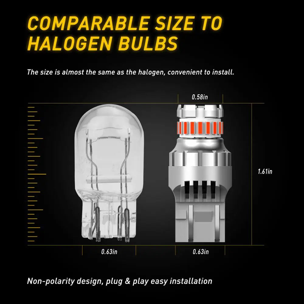 2PCS Flash Strobe T20 7443 W21/5W W21W Car Led Light Brake led Tail Signal Stop Light Bulb Back-Up Reverse Lamp Flash Red White