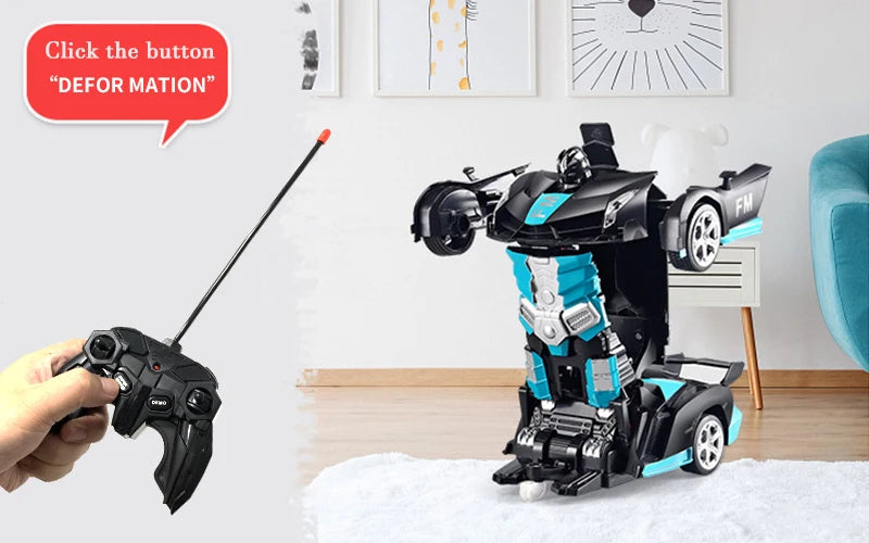 2-in-1 Electric RC Car & Robot – One-Key Transformation Remote Control Sports Car Toy for Kids