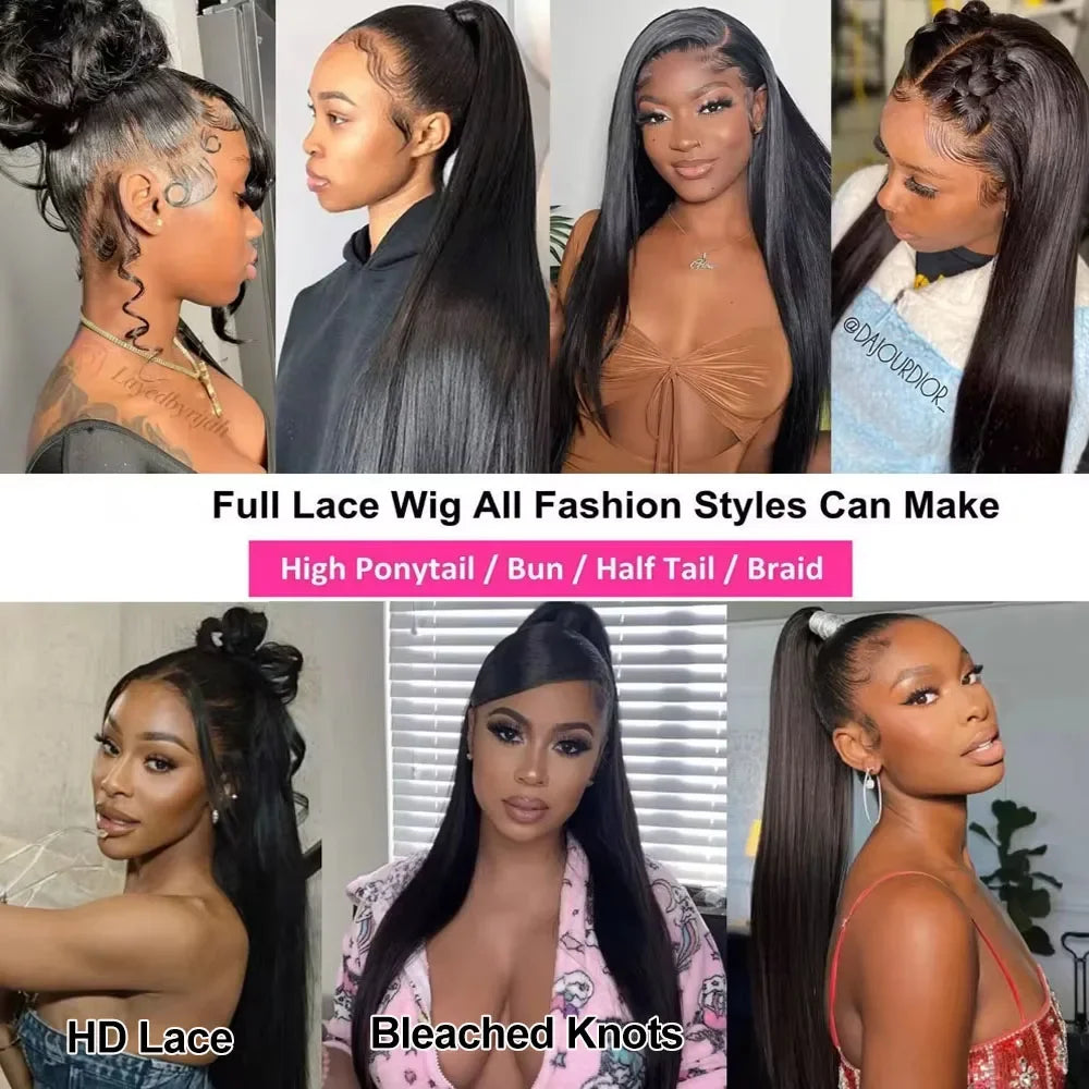 Full Lace Glueless Human Brazilian Straight Lace Frontal Wig 250 High Density