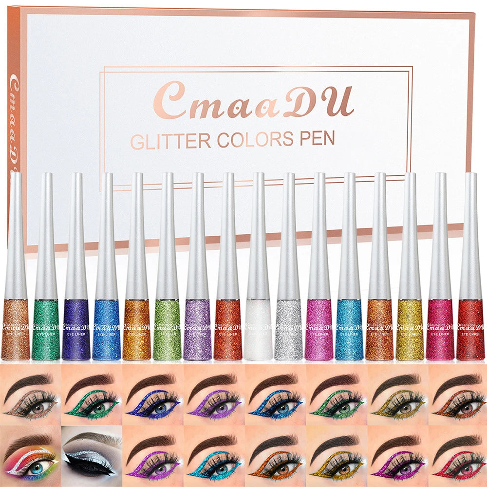 16 Colors Shiny Glitter Liquid Eyeliner