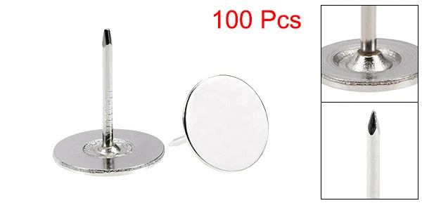 uxcell 20/40/60/80/100/150/200pcs Upholstery Nails Tacks 16x20/16x25/19x23mm Flat Head Furniture Nails Silver Tone