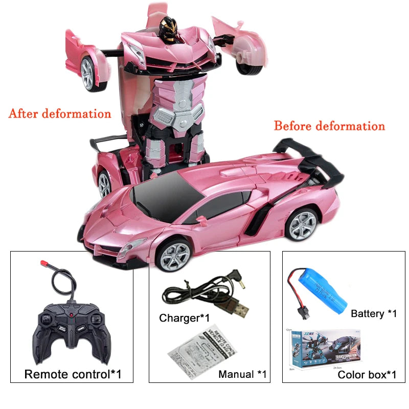 2-in-1 Electric RC Car & Robot – One-Key Transformation Remote Control Sports Car Toy for Kids