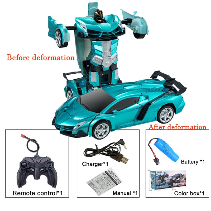 2-in-1 Electric RC Car & Robot – One-Key Transformation Remote Control Sports Car Toy for Kids