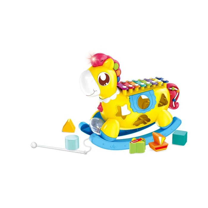 kids Educational Mini School bus Toy Children Xylophone musical play Shapes game