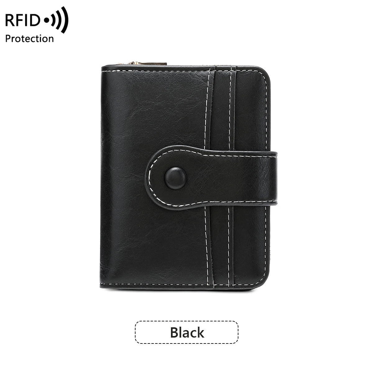 RFID Blocking Women's Short Wallet, Multifunctional Multi Card Slot Card Holder, Fashionable Retro Buckle Coin Purse