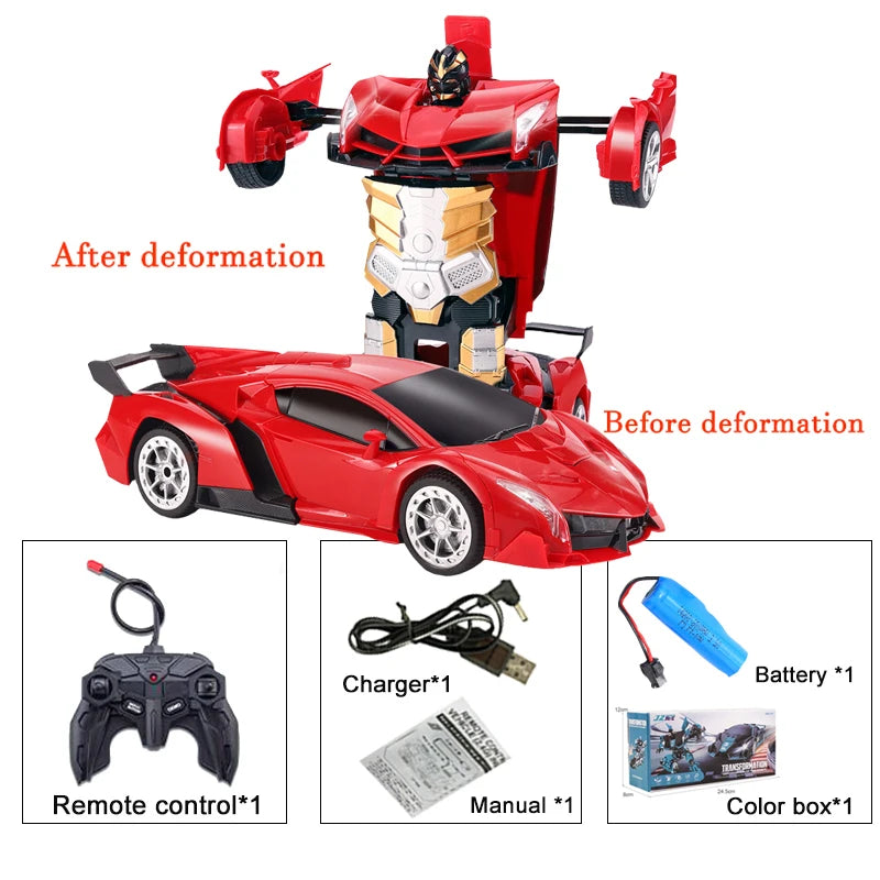 2-in-1 Electric RC Car & Robot – One-Key Transformation Remote Control Sports Car Toy for Kids