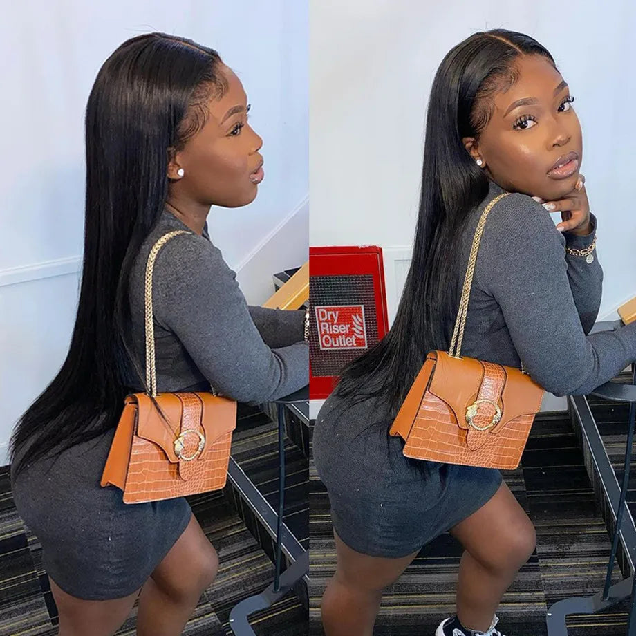 Brazilian Bone Straight 13x4 13x6 Transparent Lace 30 32 Inch   Human Hair Wigs 360 Lace Frontal Wig  4X4 Lace Closure Wig