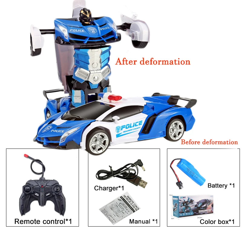 2-in-1 Electric RC Car & Robot – One-Key Transformation Remote Control Sports Car Toy for Kids