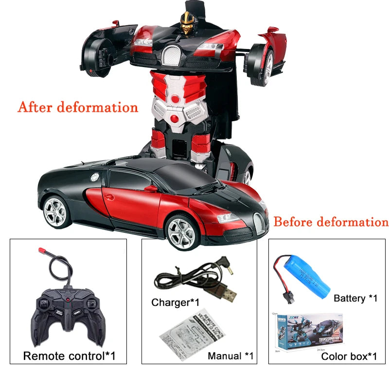 2-in-1 Electric RC Car & Robot – One-Key Transformation Remote Control Sports Car Toy for Kids