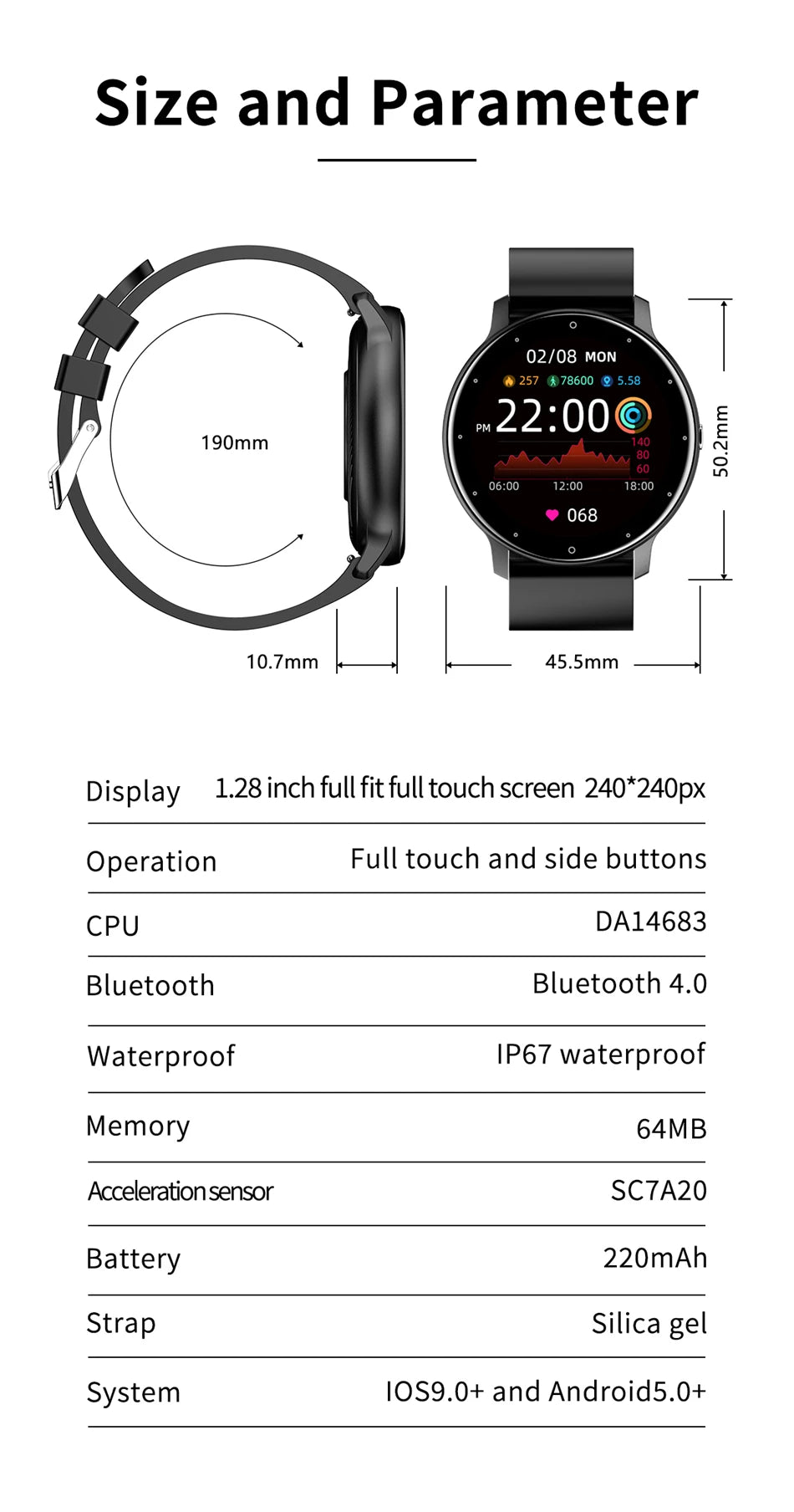 LIGE Touch Smart watch