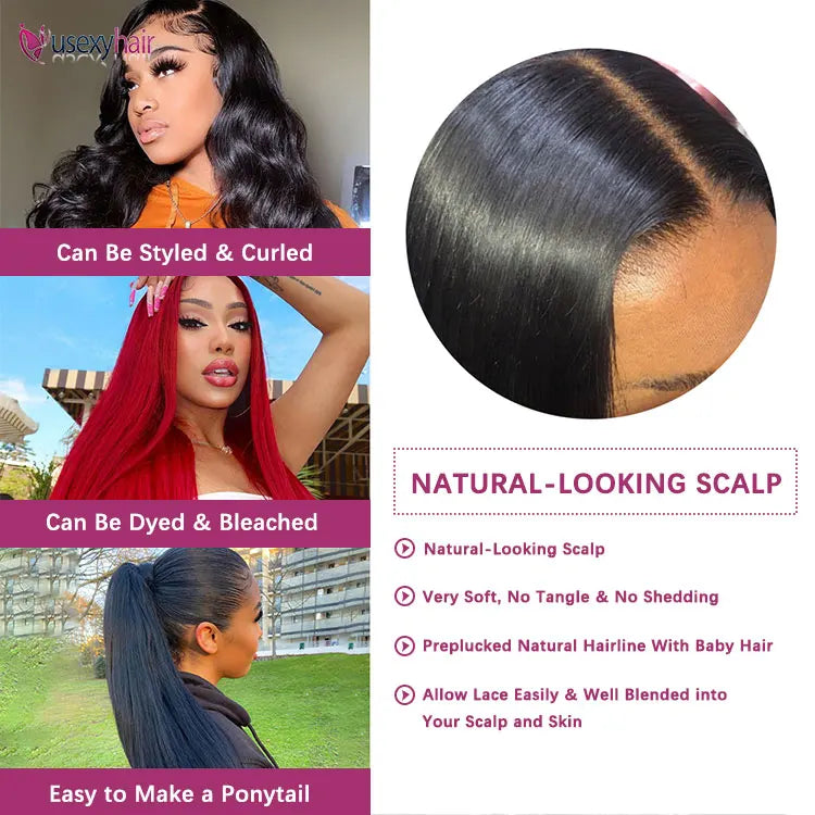 100% Brazilian Human Hair Lace Frontal Wig 13x6