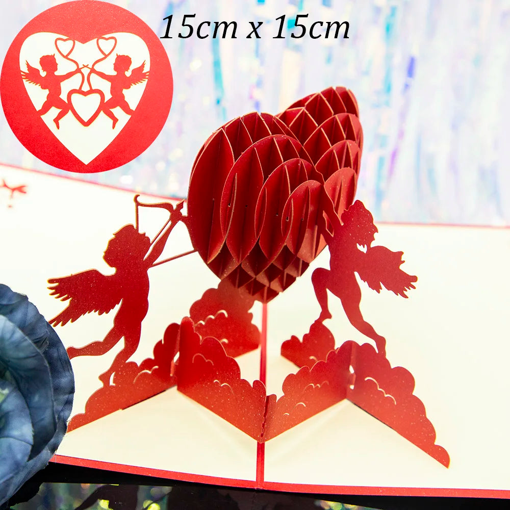 3D Pop UP Love Card for Wife and Girlfriend Gift for Valentines Day Anniversary Wedding Invitation Greeting Thank You Cards