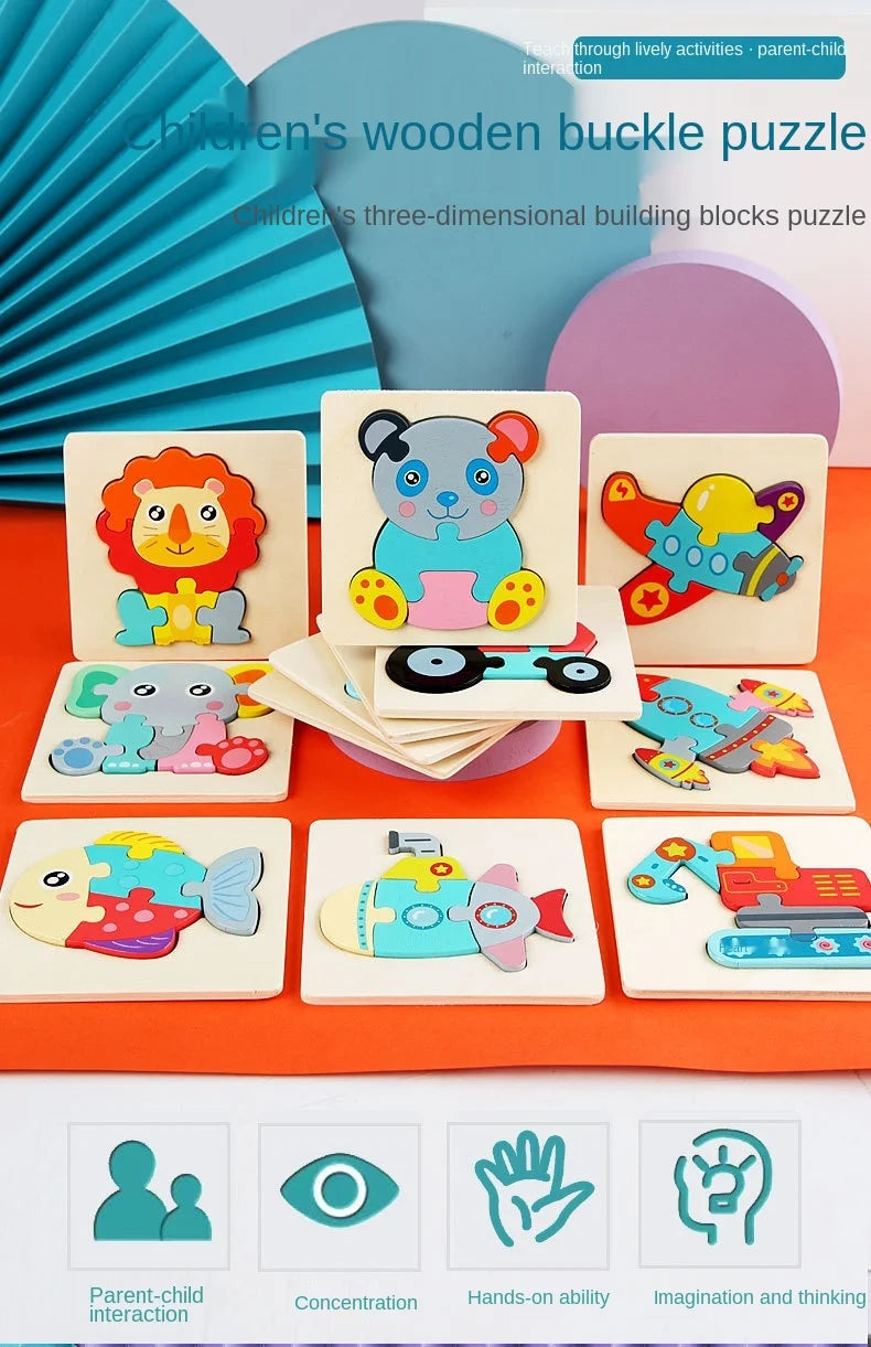 Kids Colorful Cartoon Animals 3D Puzzles Games