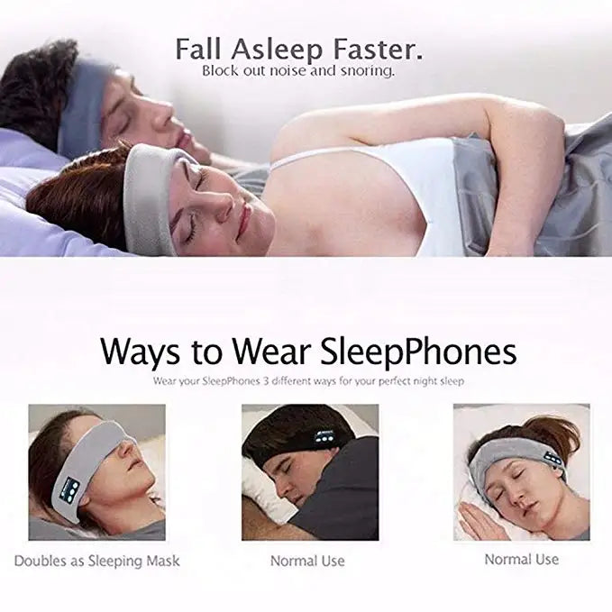 Wireless Stereo Bluetooth 5.0 Running Headband Eye Mask With Mic