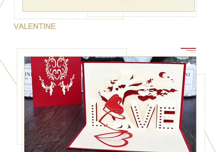 3D Pop UP Love Card for Wife and Girlfriend Gift for Valentines Day Anniversary Wedding Invitation Greeting Thank You Cards