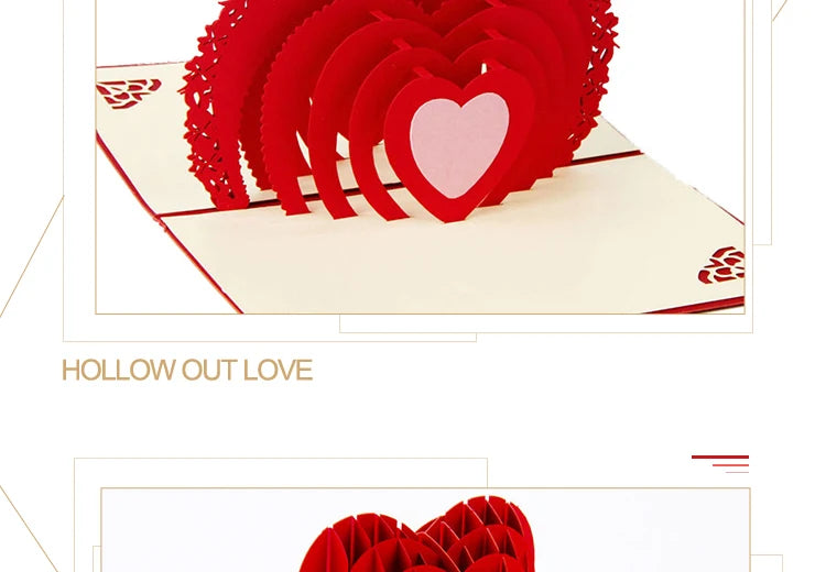 3D Pop UP Love Card for Wife and Girlfriend Gift for Valentines Day Anniversary Wedding Invitation Greeting Thank You Cards