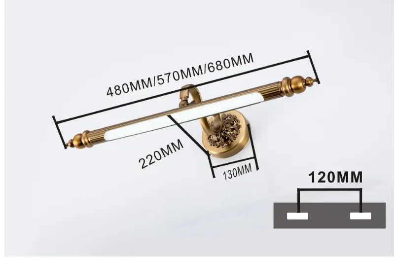 Bathroom Mirror Lamp 48CM/57CM/68CM Waterproof Retro Bronze Cabinet Vanity Mirror Lights Led Wall Light Lamp LED Light Wall Lamp