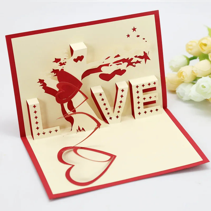 3D Pop UP Love Card for Wife and Girlfriend Gift for Valentines Day Anniversary Wedding Invitation Greeting Thank You Cards