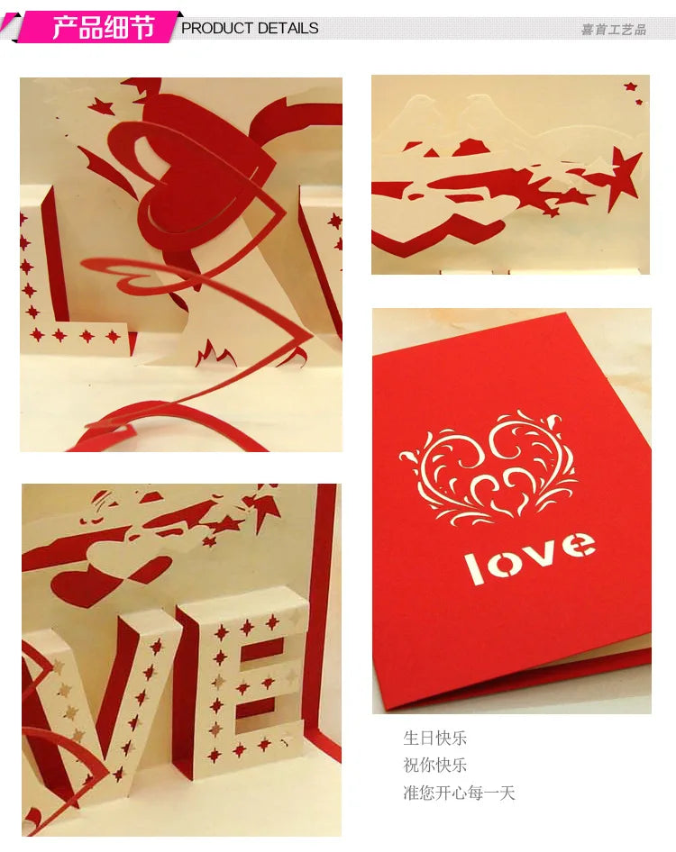 3D Pop UP Love Card for Wife and Girlfriend Gift for Valentines Day Anniversary Wedding Invitation Greeting Thank You Cards