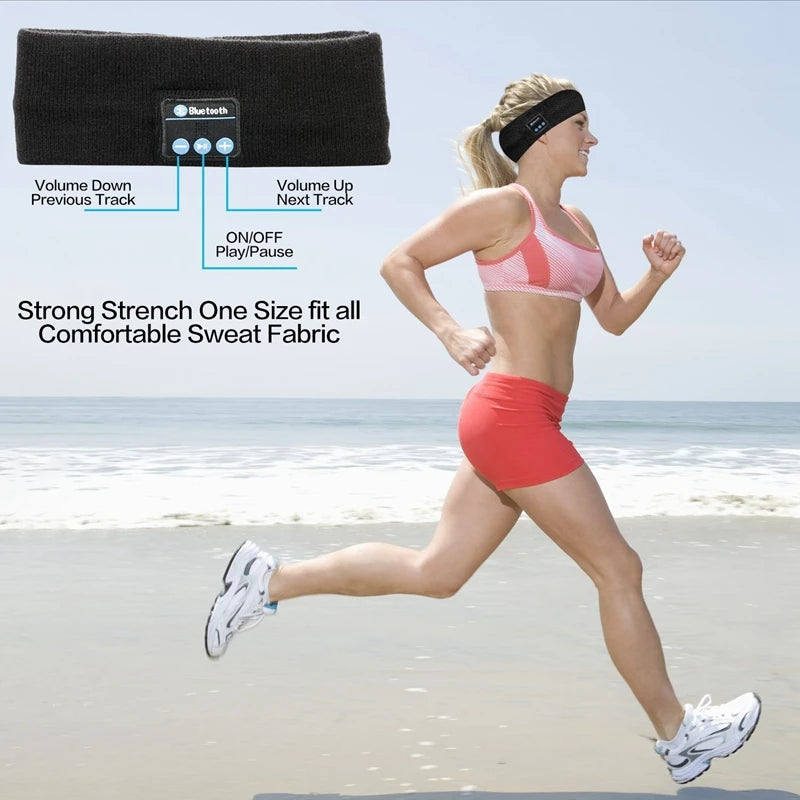 Wireless Stereo Bluetooth 5.0 Running Headband Eye Mask With Mic