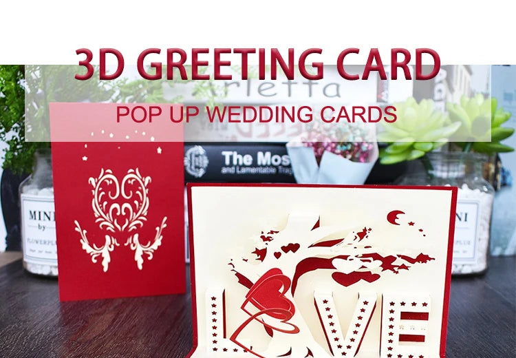 3D Pop UP Love Card for Wife and Girlfriend Gift for Valentines Day Anniversary Wedding Invitation Greeting Thank You Cards