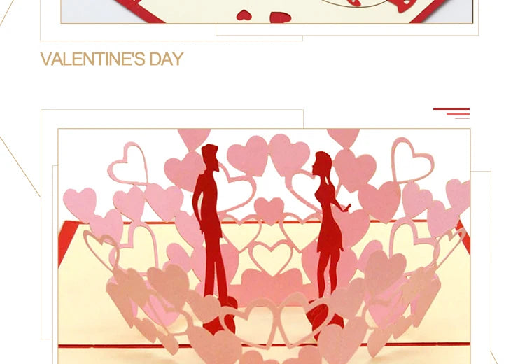 3D Pop UP Love Card for Wife and Girlfriend Gift for Valentines Day Anniversary Wedding Invitation Greeting Thank You Cards