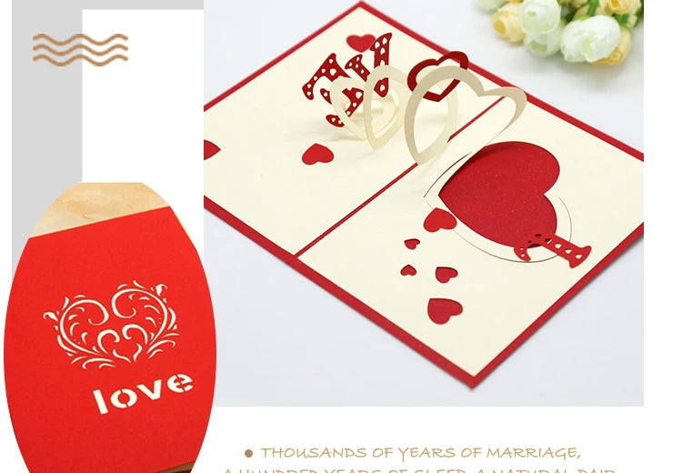 3D Pop UP Love Card for Wife and Girlfriend Gift for Valentines Day Anniversary Wedding Invitation Greeting Thank You Cards