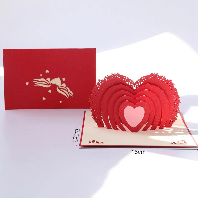 3D Pop UP Love Card for Wife and Girlfriend Gift for Valentines Day Anniversary Wedding Invitation Greeting Thank You Cards