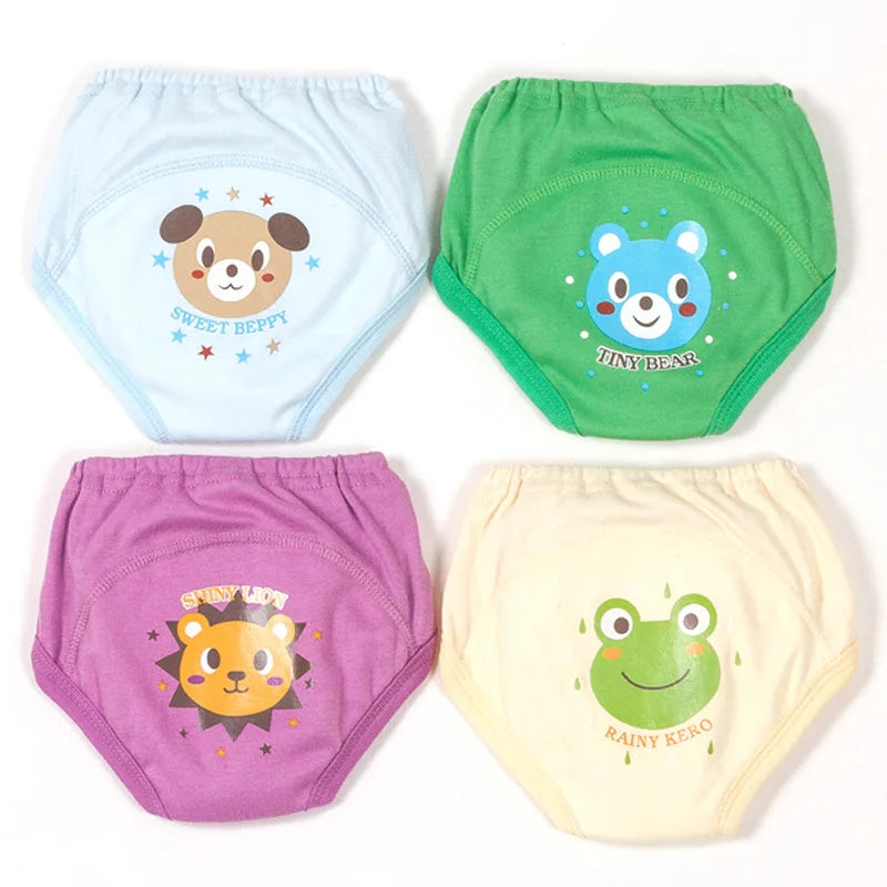 4 PCS/Lot Potty Training Pants Baby Learning Underwear Nappies for Toddler Boy Girl Panties Reusable Washable Cotton Diapers
