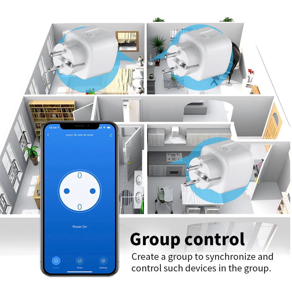 Tuya Smart Wifi Plug 16A/20A EU Outlet 3680W Power Meter Wireless Remote Control Smart Socket Compatiable With Alexa