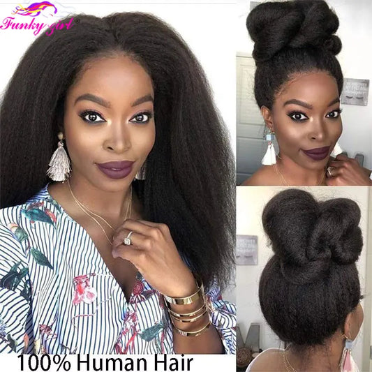 30 Inch Kinky Straight 13x4 Lace Front Human Hair Wig 13x1 Transparent Lace Wigs Brazilian Remy Hair Lace Closure Wig For Women