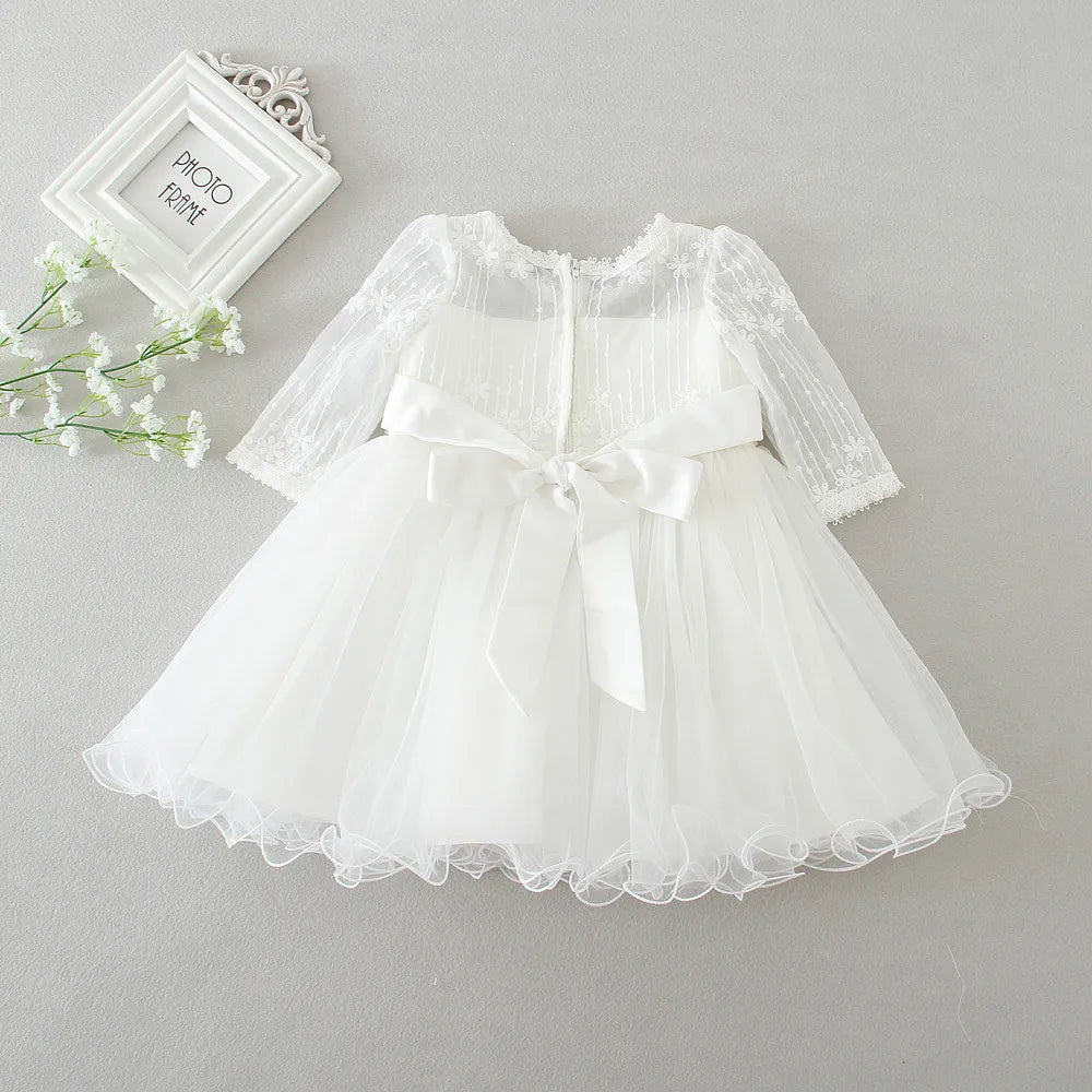 Hetiso Baby Girls Dress Long Sleeve Kids First Birthday Ball Gown Infant Dresses for Baptism Bridesmaid party 3-24 month