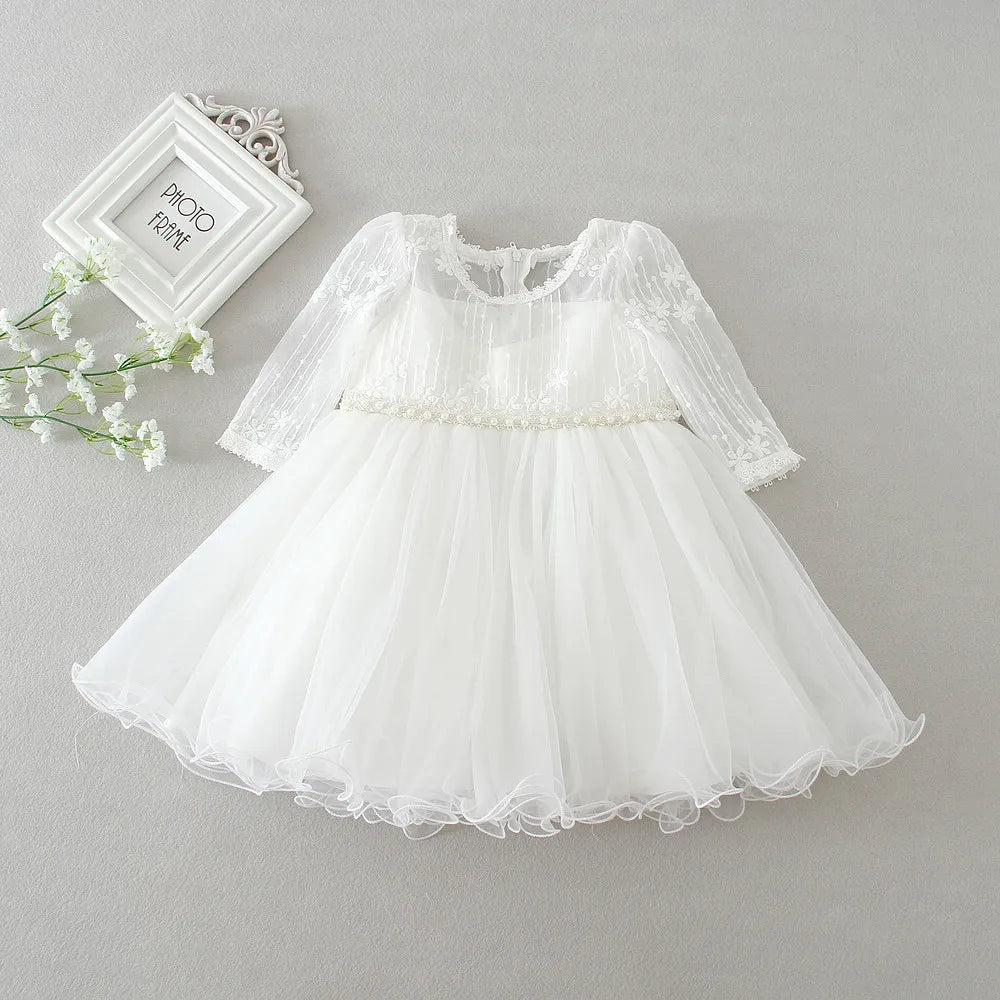Hetiso Baby Girls Dress Long Sleeve Kids First Birthday Ball Gown Infant Dresses for Baptism Bridesmaid party 3-24 month