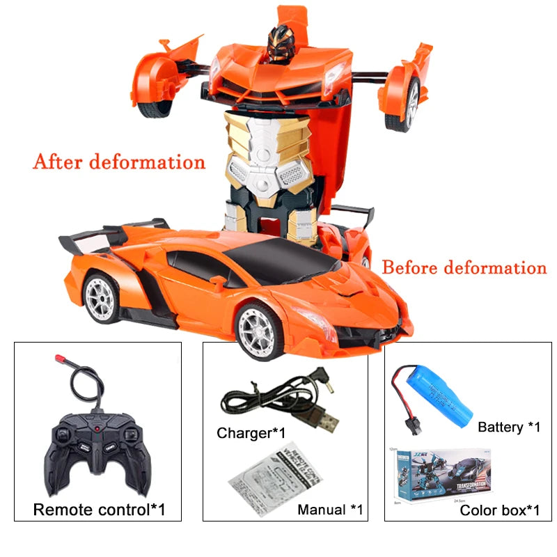 2-in-1 Electric RC Car & Robot – One-Key Transformation Remote Control Sports Car Toy for Kids
