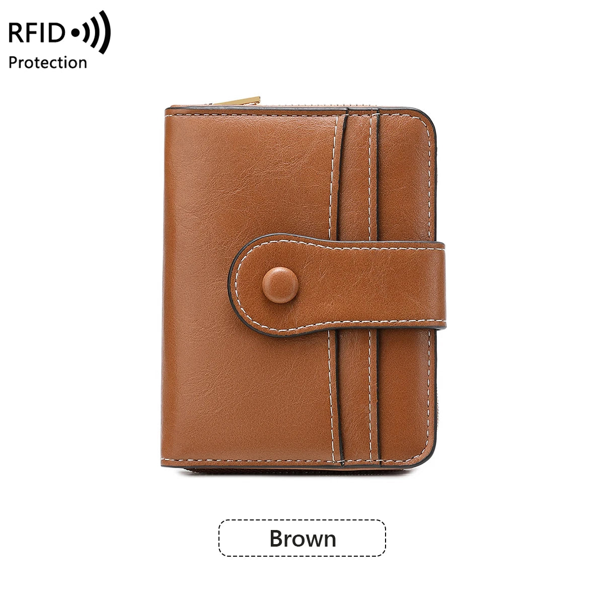 RFID Blocking Women's Short Wallet, Multifunctional Multi Card Slot Card Holder, Fashionable Retro Buckle Coin Purse