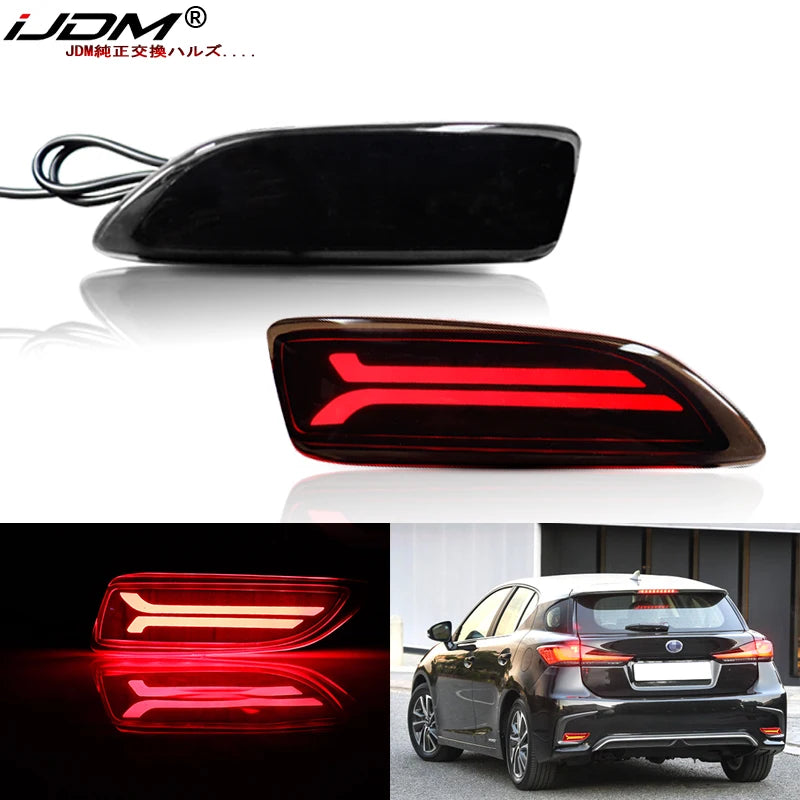 iJDM LED Bumper Reflector Lights For 2011-2013 Toyota Corolla Lexus CT200h Function as Tail,Brake & Rear Fog Lamps,Turn Light