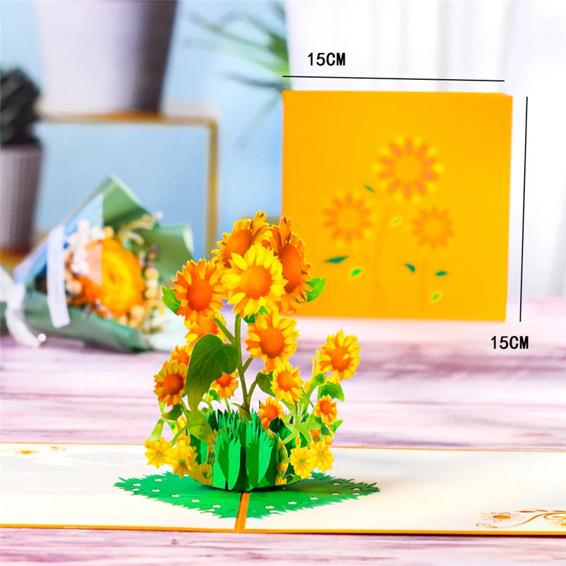 Pop-Up Flower Card Flora 3D Greeting Card for Birthday Mothers Father's Day Graduation Wedding Anniversary Get Well Sympathy