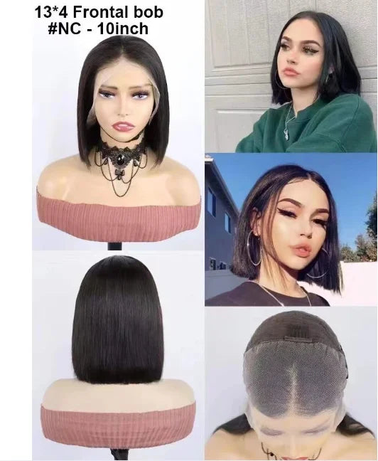 Peosaard Human Hair Wig, Bob Wig, 14 Inch Short Straight Black, HD Lace Front, Pre Plucked, Wigs Human Hair