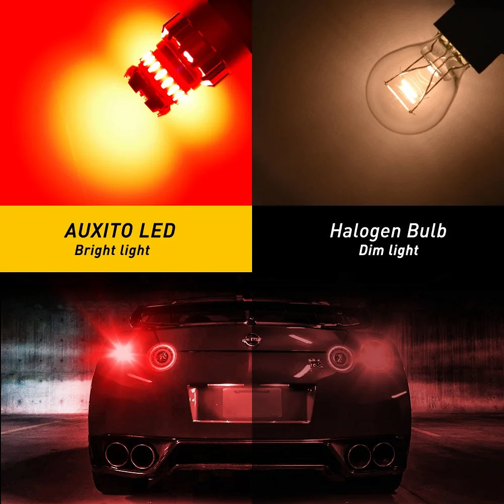 2PCS Flash Strobe T20 7443 W21/5W W21W Car Led Light Brake led Tail Signal Stop Light Bulb Back-Up Reverse Lamp Flash Red White