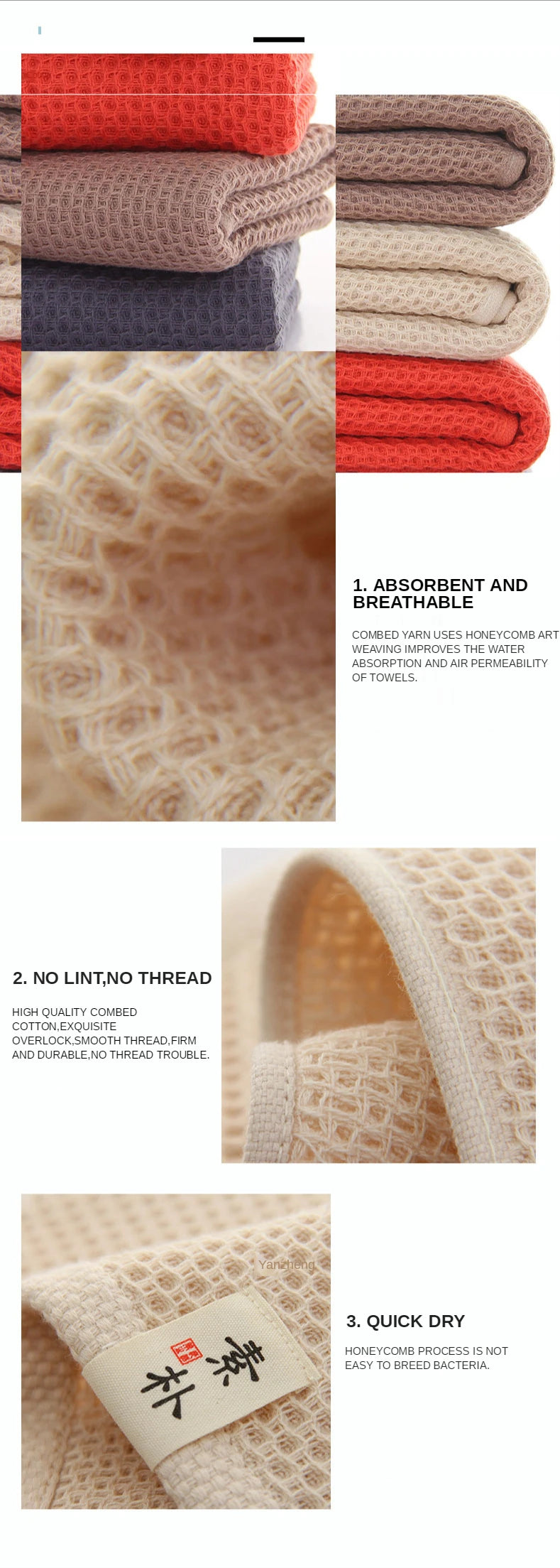 2/4 PCS 100% Cotton Bath Towels for Adults Children High Quality Waffle Towels Absorbent Quick Dry Soft Home Bathroom Washcloth